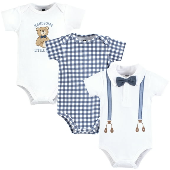 Hudson Baby Infant Boy Cotton Bodysuits, Gentleman Bear Suspender, 3-6 Months
