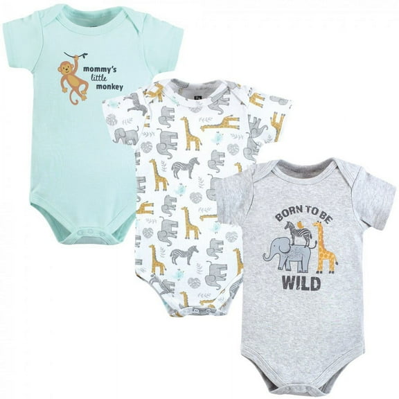 Hudson Baby Infant Boy Cotton Bodysuits, Little Monkey, 0-3 Months
