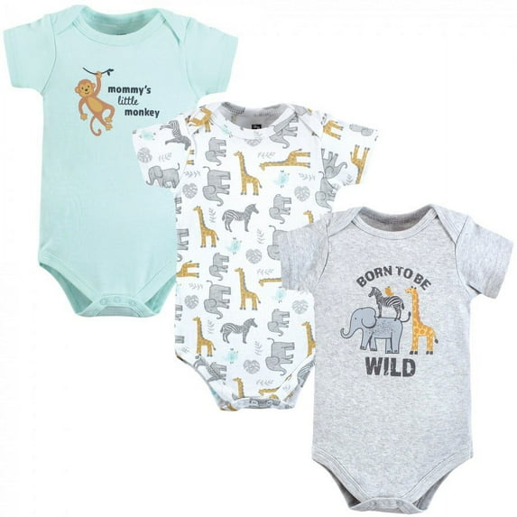 Hudson Baby Infant Boy Cotton Bodysuits, Little Monkey, 3-6 Months