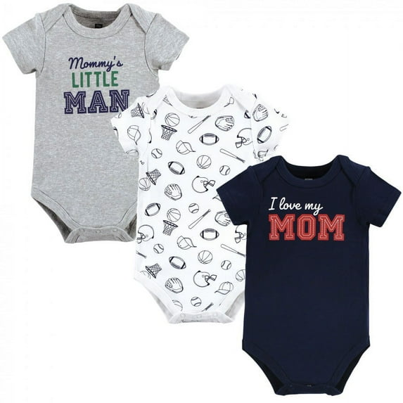 Hudson Baby Infant Boy Cotton Bodysuits, Love Mom, 12-18 Months