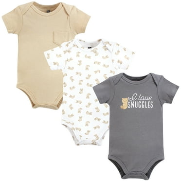 Hudson Baby Infant Boy Cotton Bodysuits, Love Snuggles Bear, 0-3 Months