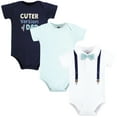 thumbnail image 1 of Hudson Baby Infant Boy Cotton Bodysuits, Mint Navy Cuter Version, 6-9 Months, 1 of 3
