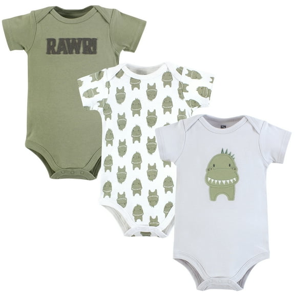 Hudson Baby Infant Boy Cotton Bodysuits, Modern Dino, 6-9 Months