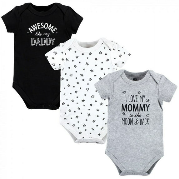 Hudson Baby Infant Boy Cotton Bodysuits, Mom Dad Moon Back, 3-6 Months