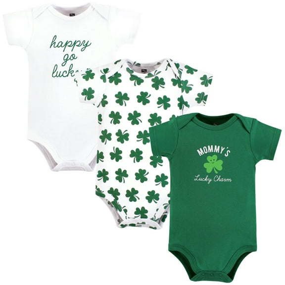 Hudson Baby Infant Boy Cotton Bodysuits, Mommys Lucky Charm, 9-12 Months