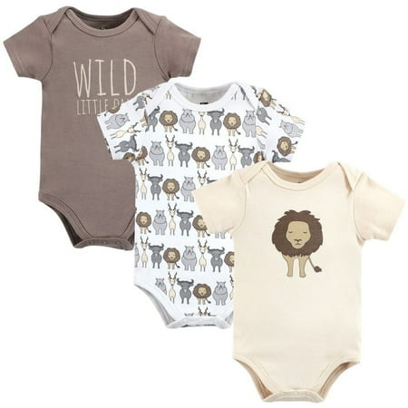 Hudson Baby Cotton Short Sleeve Bodysuits, 3-Pack, Sizes Newborn-24 Months