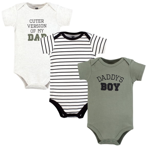 Hudson Baby Infant Boy Cotton Bodysuits, Sage Daddys Boy, 3-6 Months