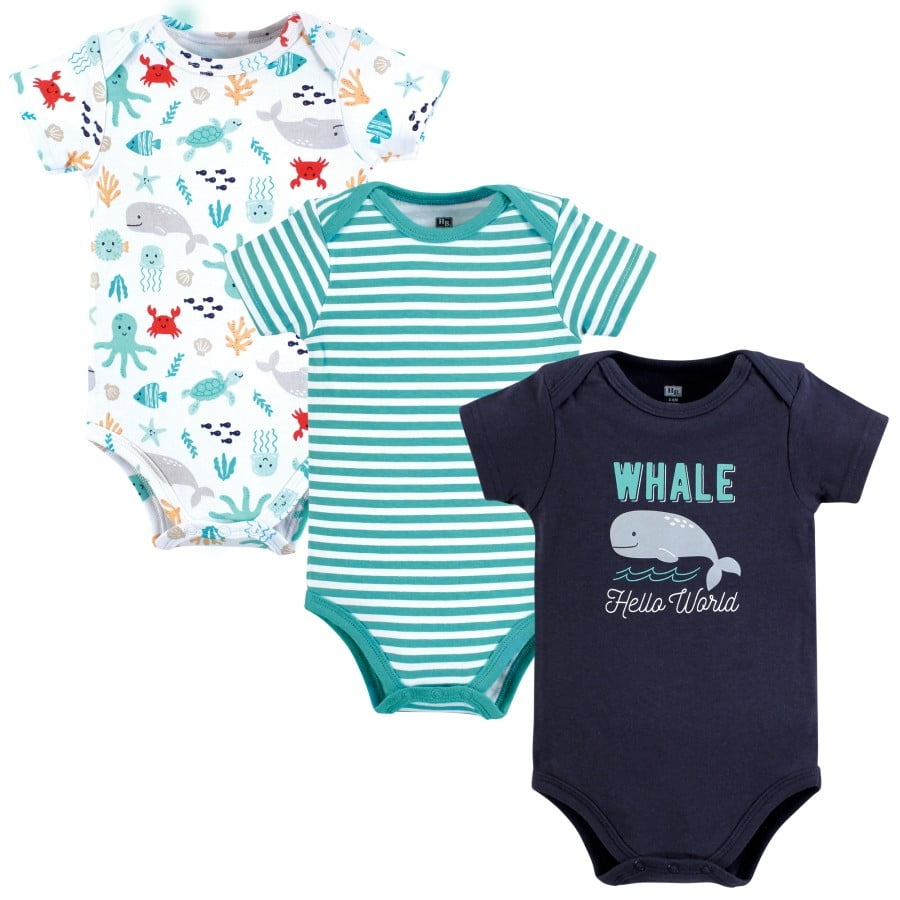 特価セット Hudson Baby Unisex Baby Cotton Bodysuits, Sea Characters, 12