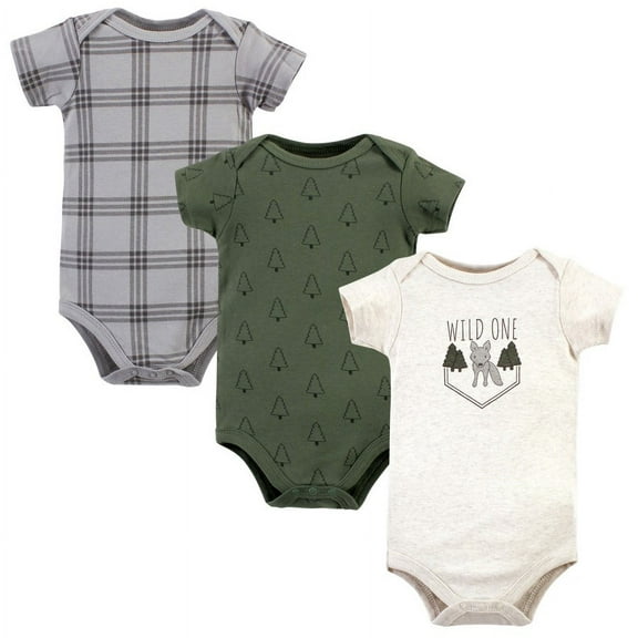 Hudson Baby Infant Boy Cotton Bodysuits, Wild One Wolf, 0-3 Months