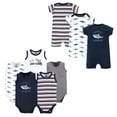 thumbnail image 1 of Hudson Baby Infant Boy Cotton Bodysuits and Rompers, 8-Piece, Shark, 9-12 Months, 1 of 1