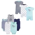 thumbnail image 1 of Hudson Baby Infant Boy Cotton Bodysuits and Rompers, 8-Piece, Whale, 0-3 Months, 1 of 1