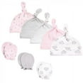thumbnail image 1 of Hudson Baby Infant Boy Cotton Cap and Scratch Mitten Set, Cloud Mobile Pink, 0-6 Months, 1 of 7