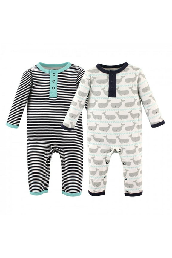 Infant Boy Cotton Coveralls 2pk, Whale, 18-24 Months