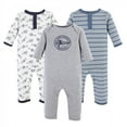thumbnail image 1 of Hudson Baby Infant Boy Cotton Coveralls 3pk, Aviation, 0-3 Months, 1 of 2