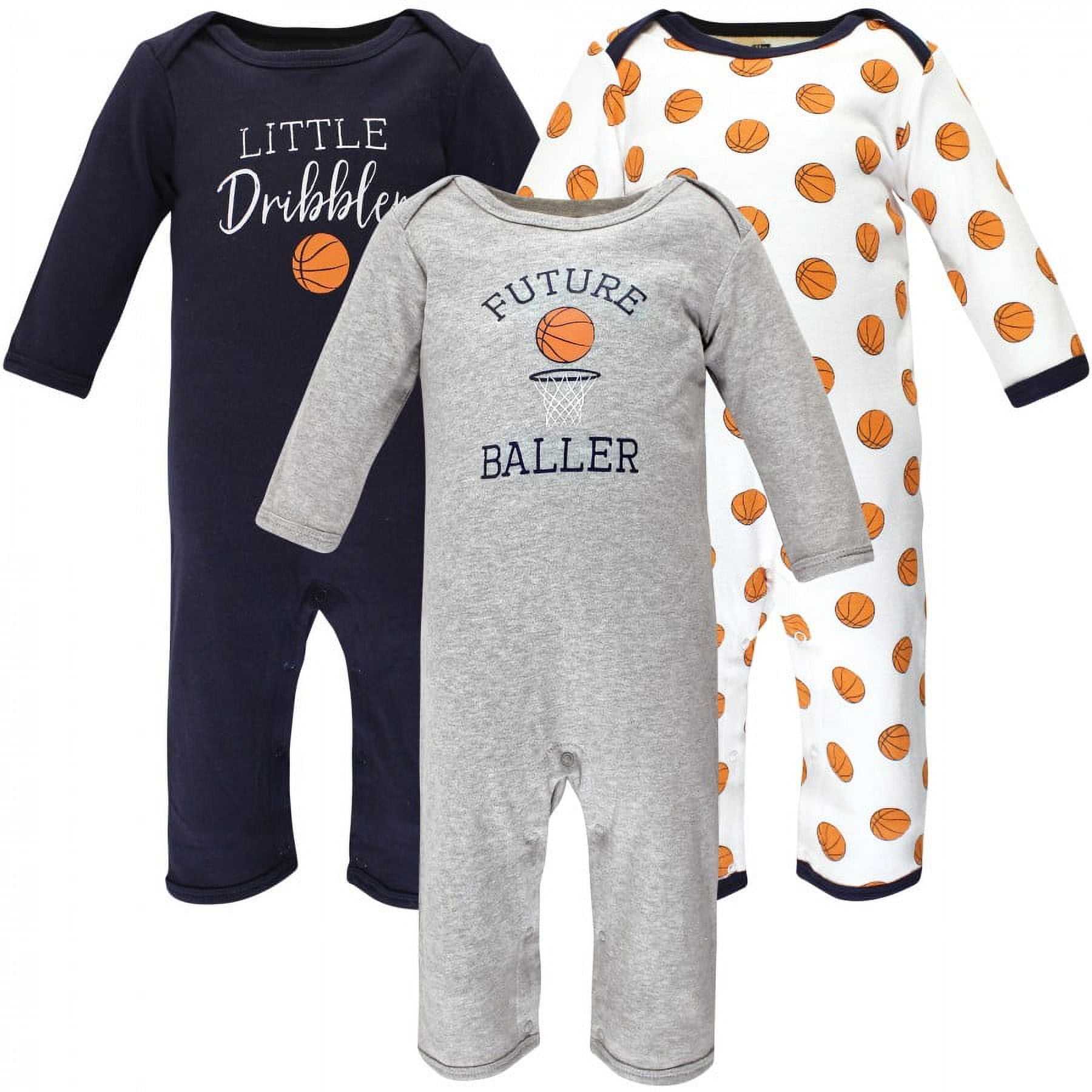 Hudson Baby Infant Boy Cotton Coveralls, Basketball, 3-6 Months