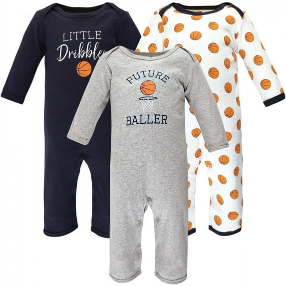 Hudson Baby Infant Boy Cotton Coveralls, Basketball, 9-12 Months