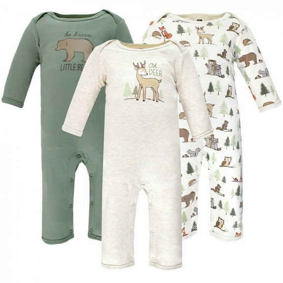 Hudson Baby Infant Boy Cotton Coveralls, Forest Animals, 12-18 Months