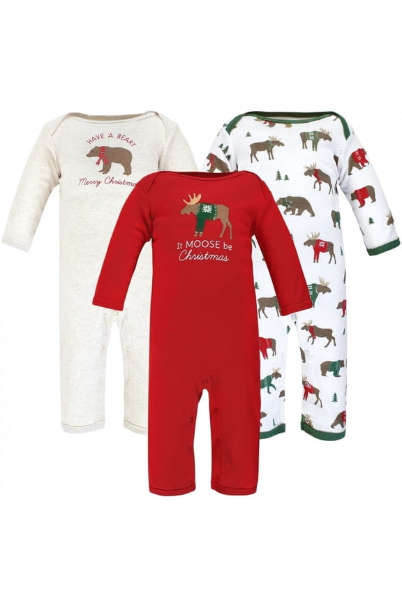 Infant Boy Cotton Coveralls, Moose Be Christmas, 3-6 Months