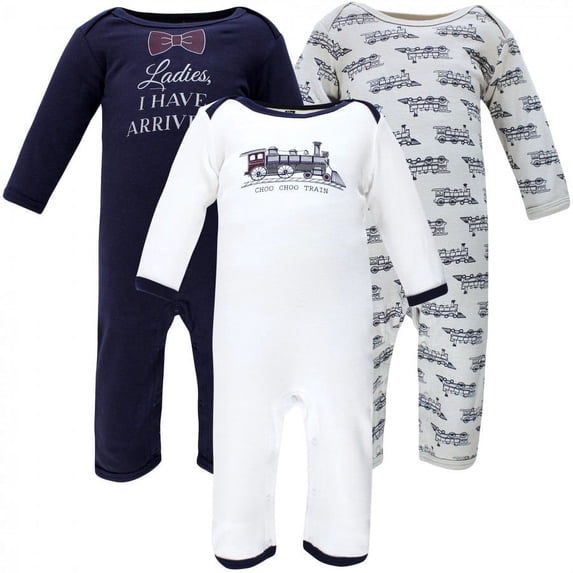 Hudson Baby Infant Boy Cotton Coveralls, Train, 12-18 Months