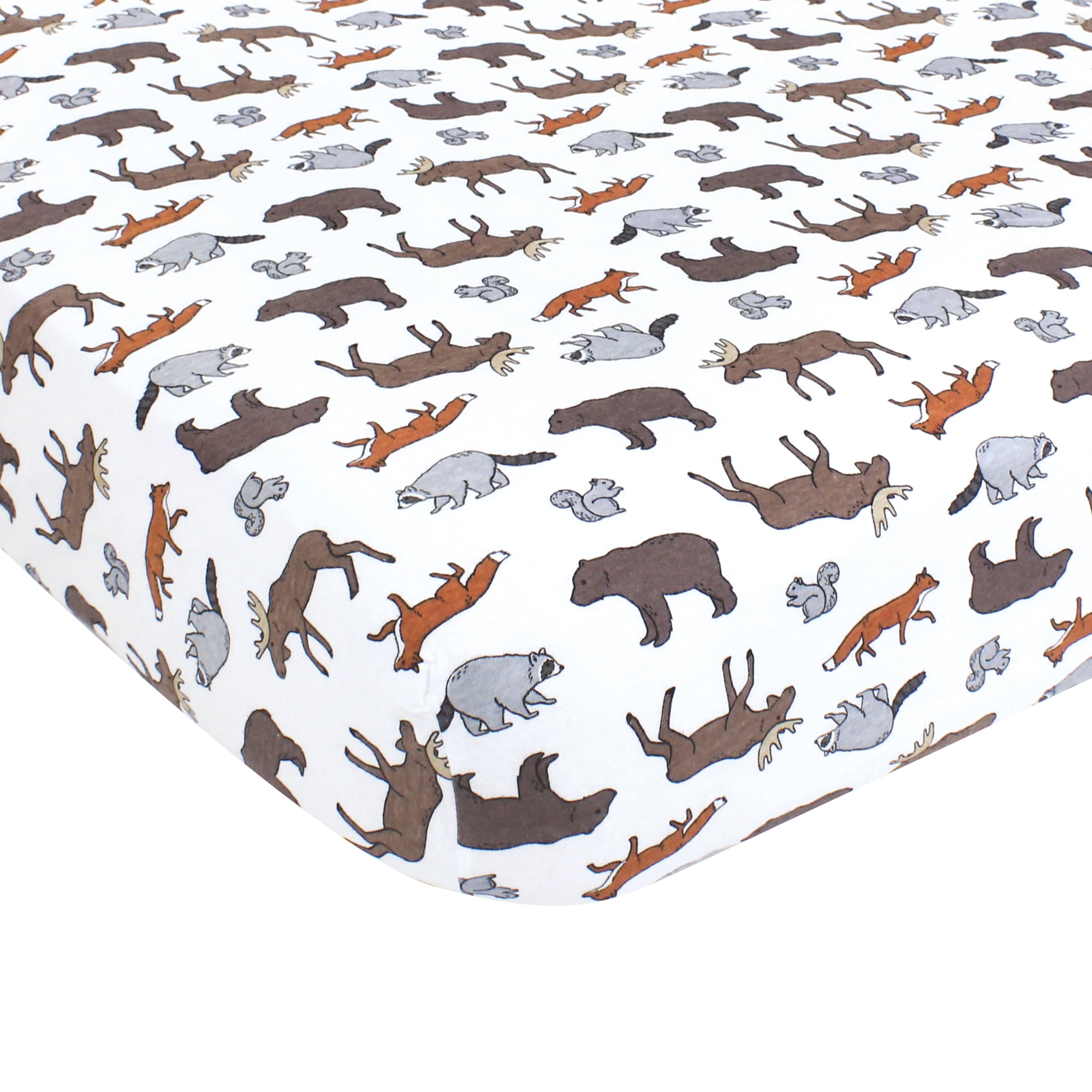 Animal Adventure White Cotton Fitted Crib Sheet for Toddler Boys