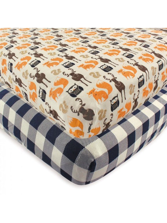 Infant Boy Cotton Fitted Crib Sheet, Forest, One Size