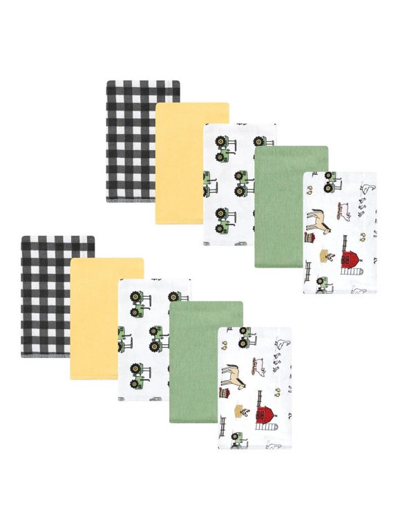 Unisex Baby Cotton Poly Flannel Burp Cloths, Boy Farm, One Size