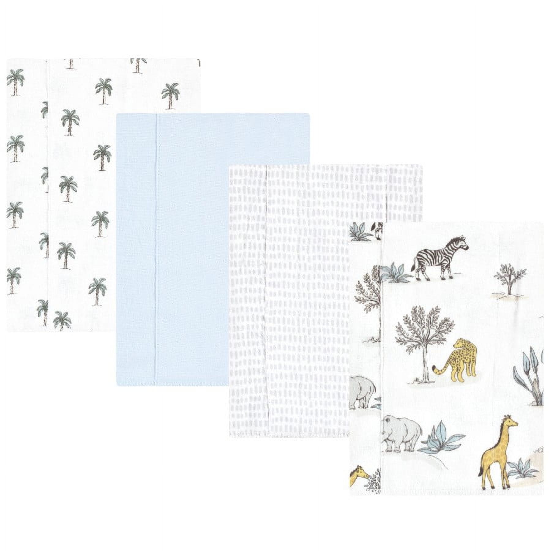 Hudson Baby Infant Boy Cotton Flannel Burp Cloths, Boy Safari World 4