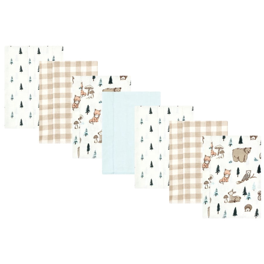 Wild + Free Baby Boy Burp Cloth Set – 5-Pack, Buffalo Plaid Woodland, 9x17 Inches