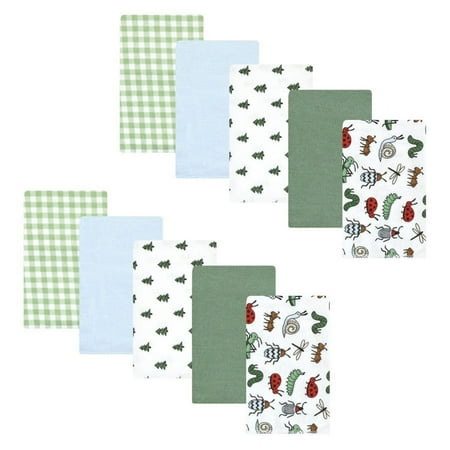 Hudson Baby Infant Boy Cotton Flannel Burp Cloths, Bugs, One Size