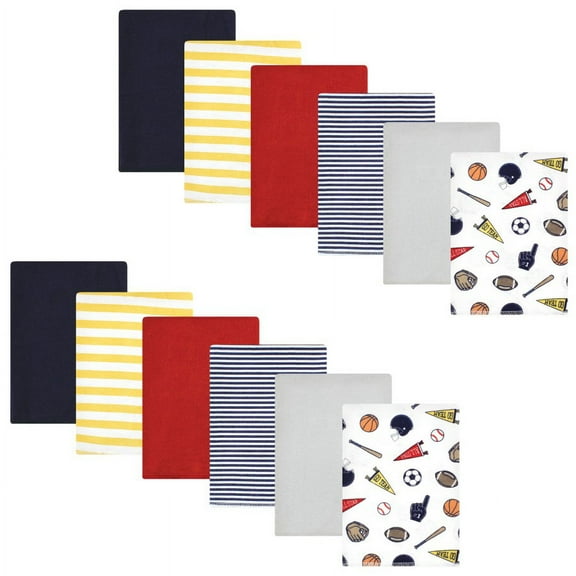 Hudson Baby Infant Boy Cotton Flannel Burp Cloths Bundle, Sports Fan, One Size