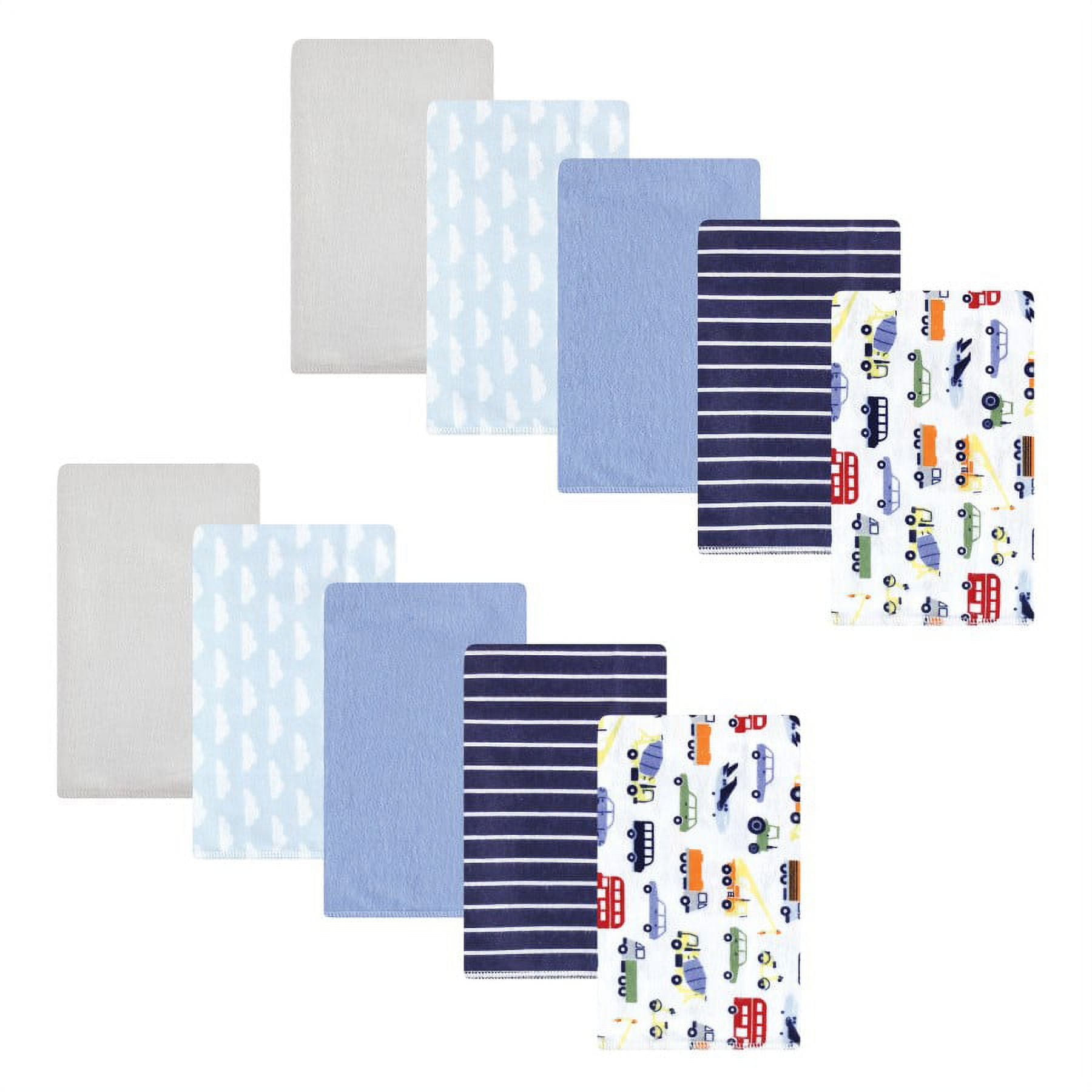 Hudson Baby Infant Boy Cotton Flannel Burp Cloths, Colorful