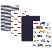 Hudson Baby Unisex Baby Cotton Poly Flannel Burp Cloths, Going Places 4 Pack, One Size