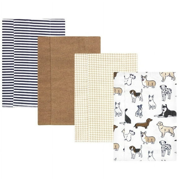 Hudson Baby Infant Boy Cotton Flannel Burp Cloths, Handsome Dogs, One Size