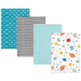 thumbnail image 1 of Hudson Baby Infant Boy Cotton Flannel Burp Cloths, Happy Planets 4 Pack, One Size, 1 of 6