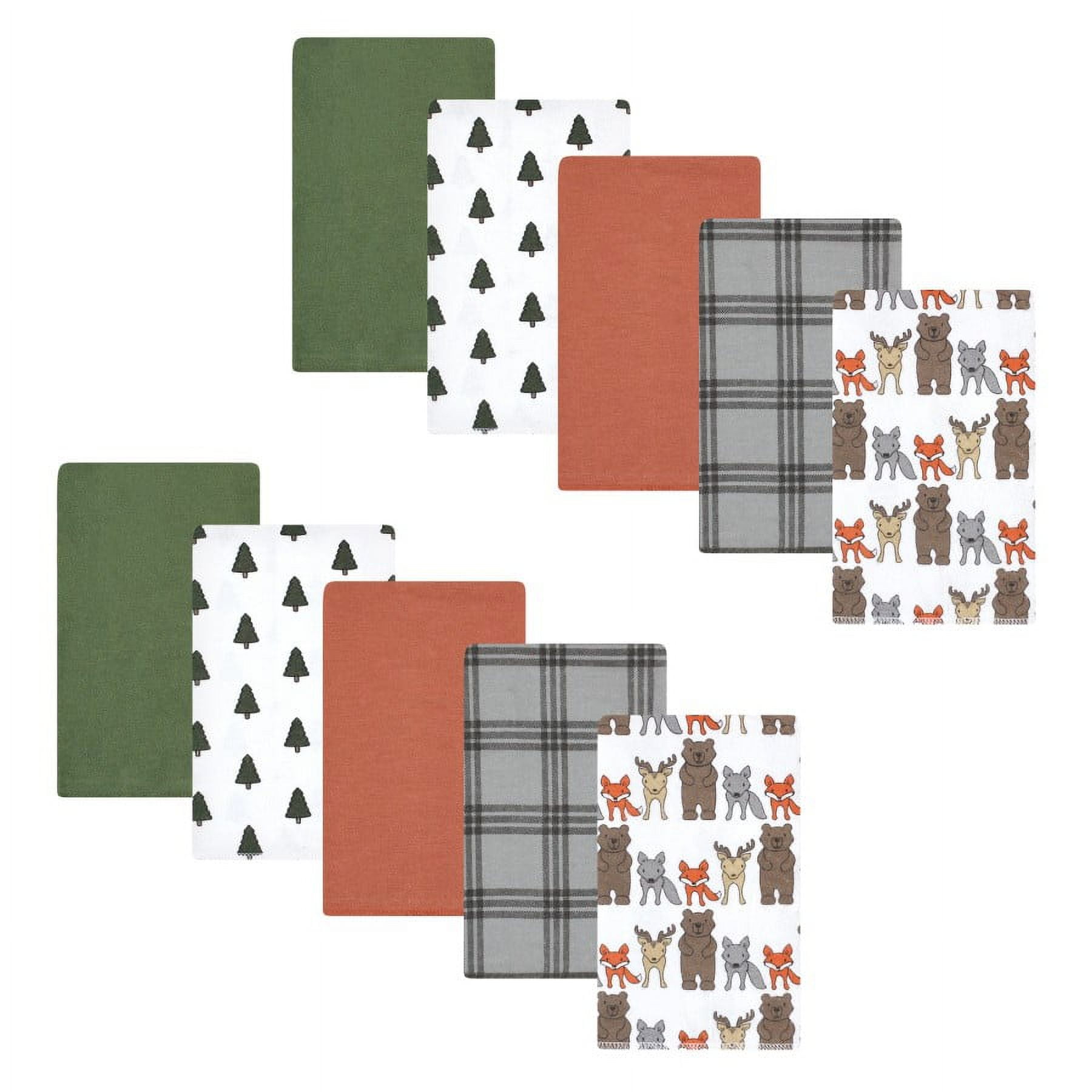 Hudson Baby Infant Boy Cotton Flannel Burp Cloths, Wild Forest 10Pack