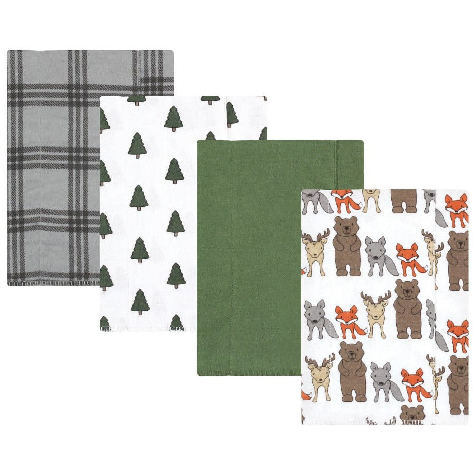 Hudson Baby Infant Boy Cotton Flannel Burp Cloths, Wild Forest 4Pack