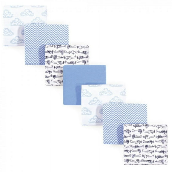 Hudson Baby Infant Boy Cotton Flannel Receiving Blankets Bundle, Airplane, One Size