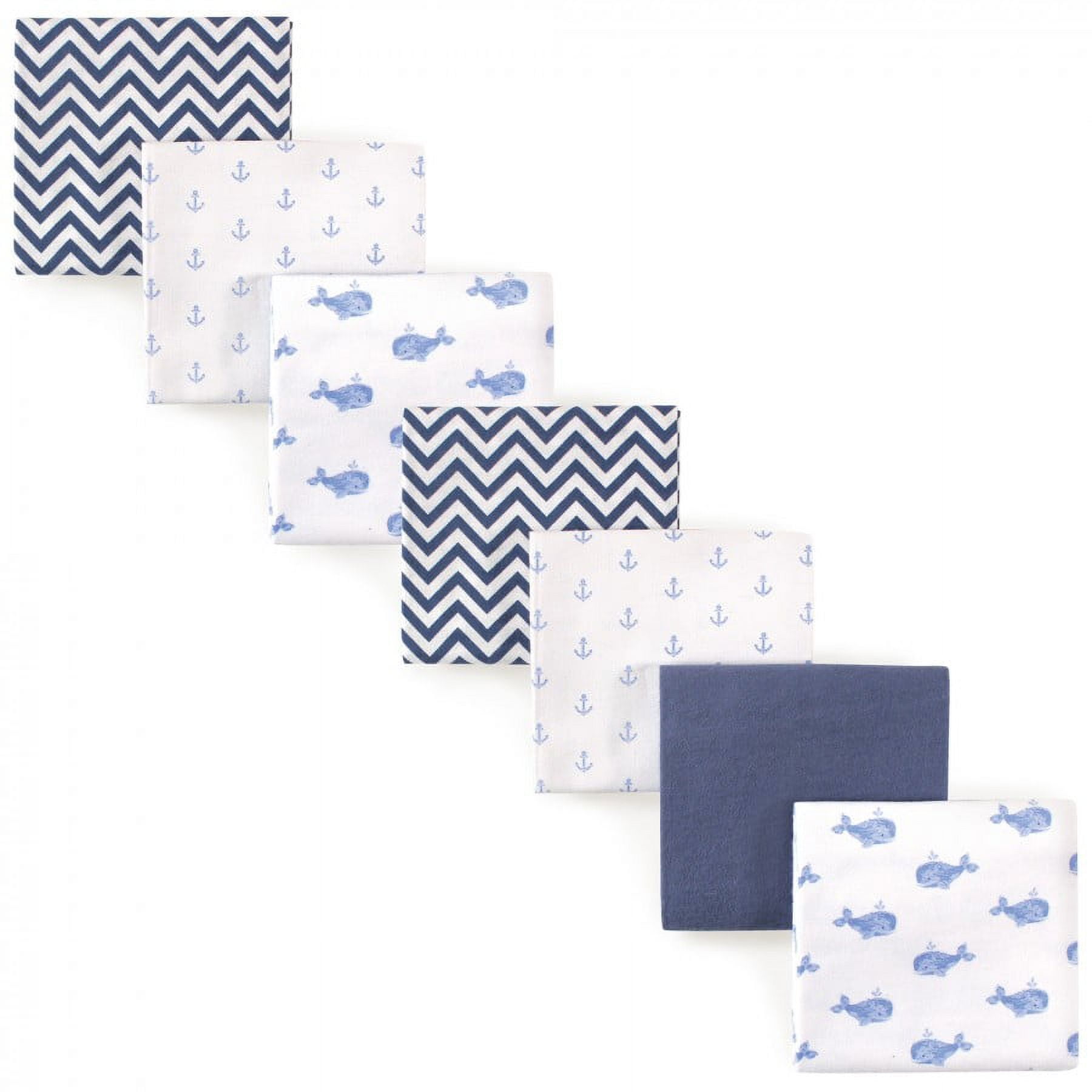 Hudson Baby Unisex Baby Cotton Poly Flannel Receiving Blankets Bundle, Blue Whale, One Size