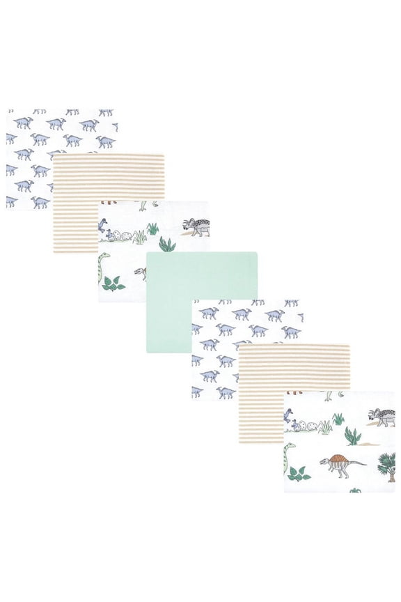 Infant Boy Cotton Flannel Receiving Blankets Bundle, Boy Dino World, One Size