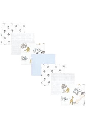 Unisex Baby Cotton Poly Flannel Receiving Blankets Bundle, Boy Safari World, One Size