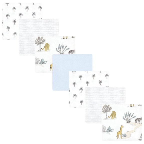 Hudson Baby Infant Boy Cotton Flannel Receiving Blankets Bundle, Boy Safari World, One Size