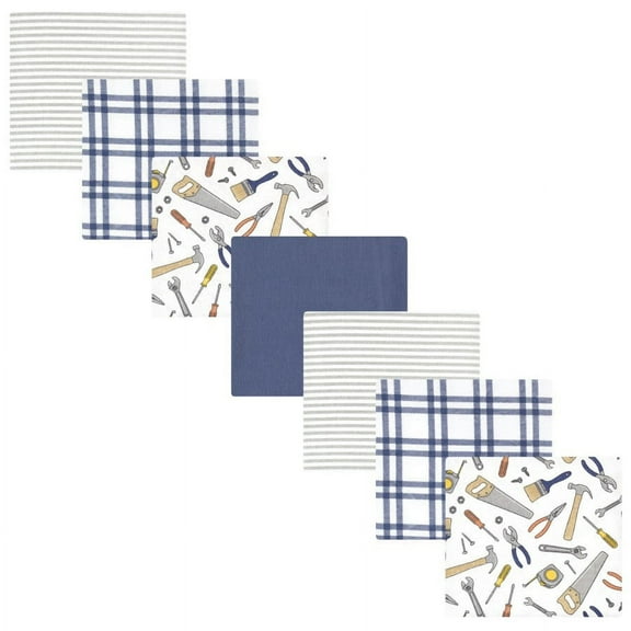 Hudson Baby Infant Boy Cotton Flannel Receiving Blankets Bundle, Construction Work, One Size
