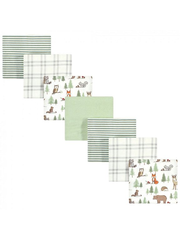Unisex Baby Cotton Poly Flannel Receiving Blankets Bundle, Forest Animals, One Size
