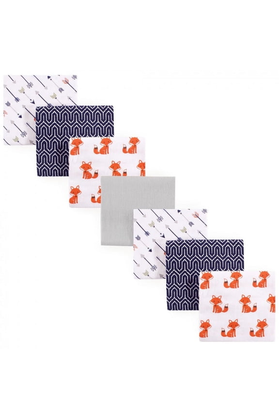 Infant Boy Cotton Flannel Receiving Blankets Bundle, Foxes, One Size
