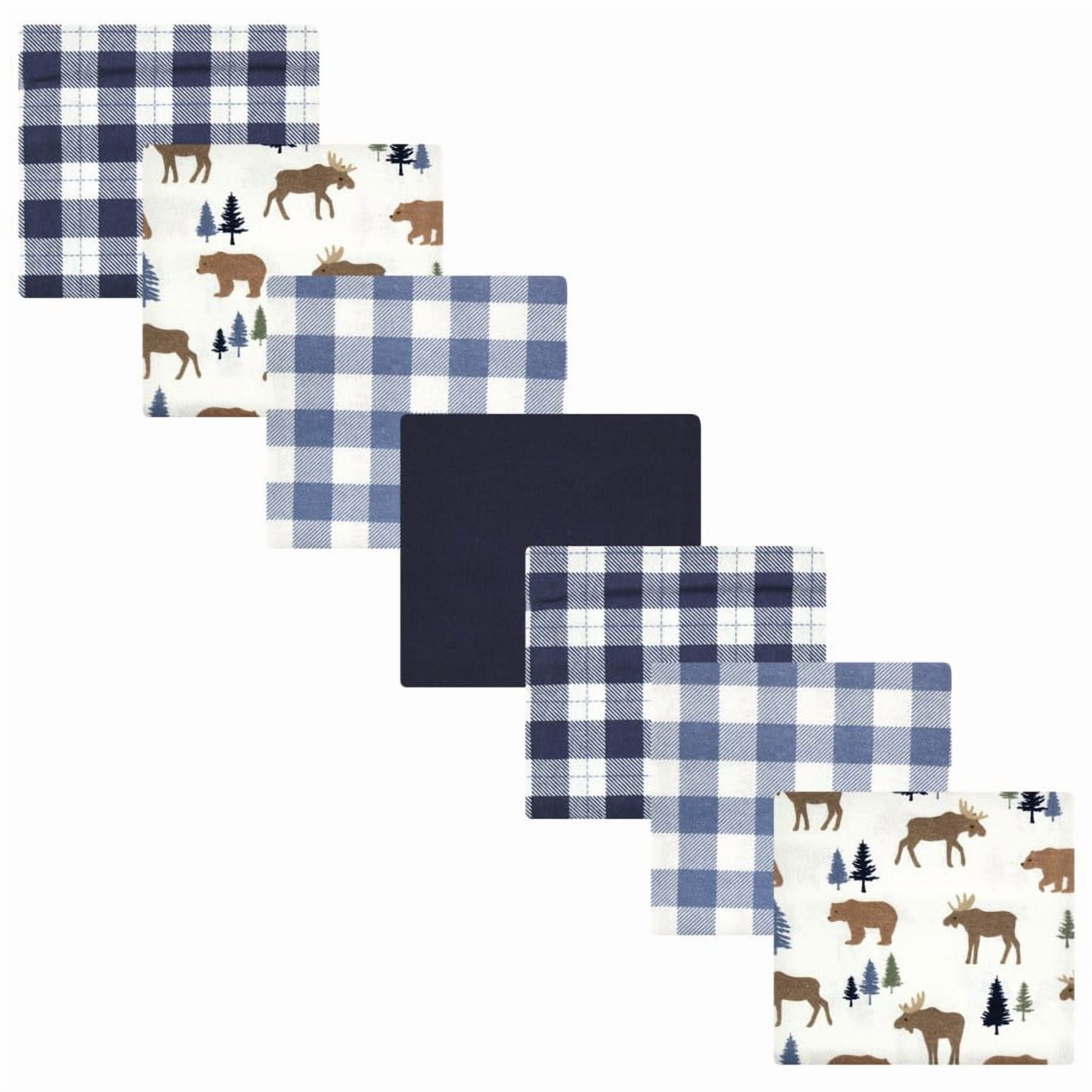 Hudson Baby Infant Boy Cotton Flannel Receiving Blankets Bundle, Moose Bear, One Size