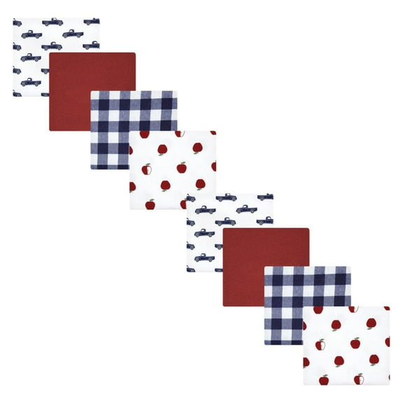 Hudson Baby Infant Boy Cotton Flannel Receiving Blankets Bundle Set, Apple Orchard, One Size