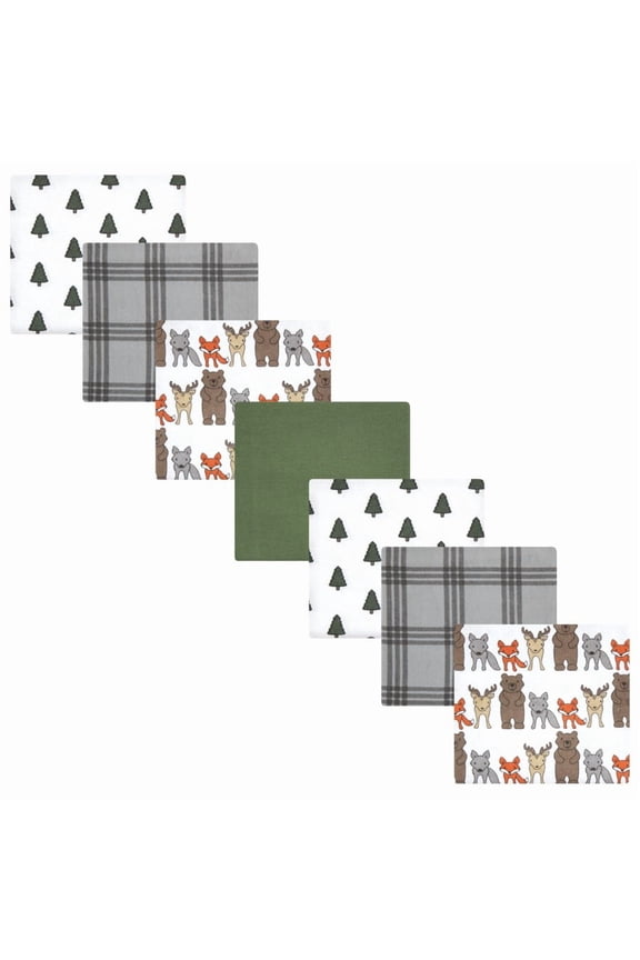 Infant Boy Cotton Flannel Receiving Blankets Bundle, Wild Forest, One Size