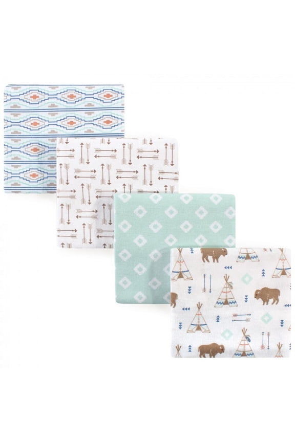 Unisex Baby Cotton Poly Flannel Receiving Blankets, Teepee, One Size
