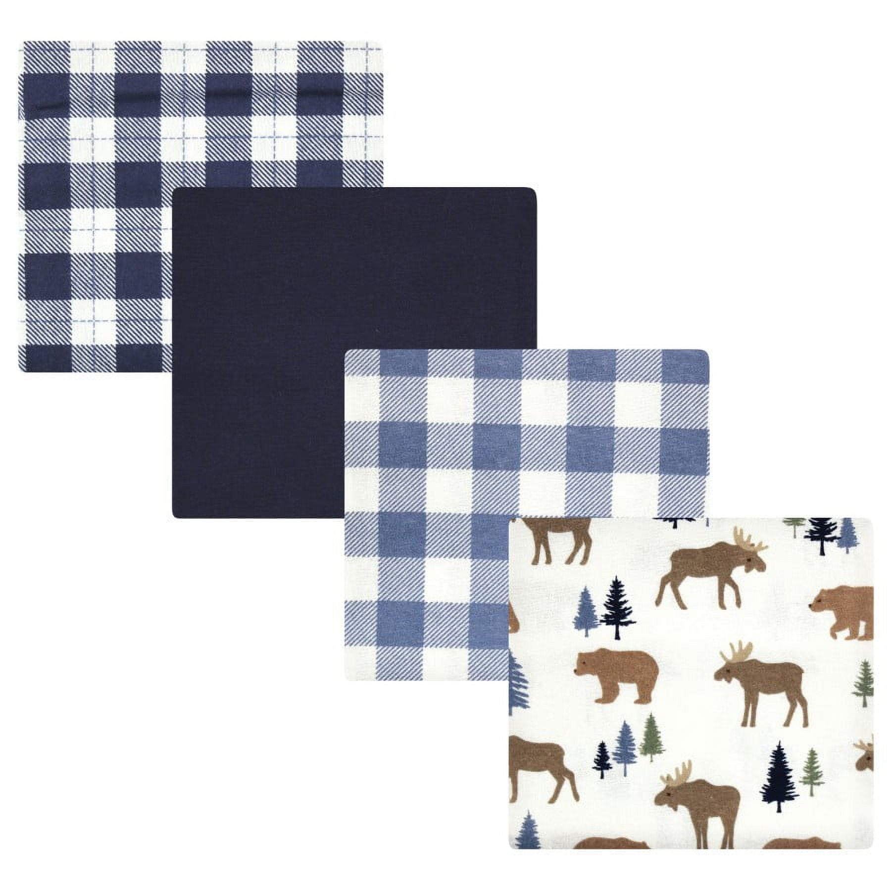 Hudson Baby Infant Boy Cotton Flannel Receiving Blankets, Moose Bear, One Size