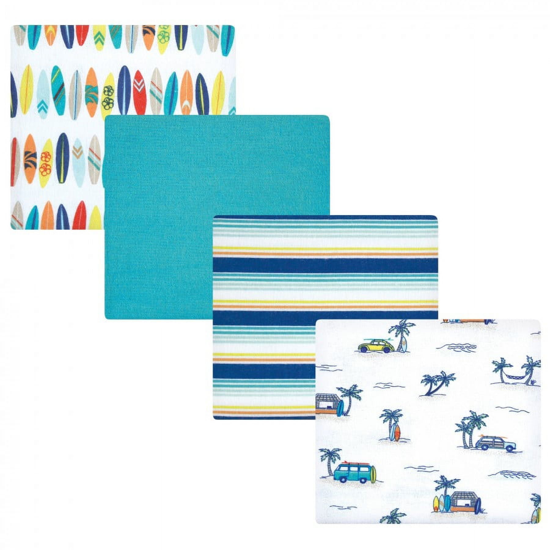 Hudson Baby Unisex Baby Cotton Poly Flannel Receiving Blankets, Surfer Dude, One Size